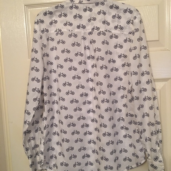 Liz Claiborne button up shirt bike print - Picture 2 of 7